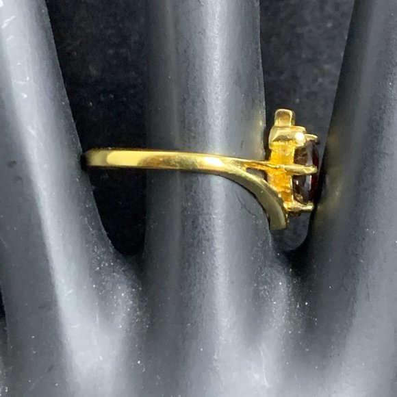Vintage Lind 24KT HGE Garnet And Diamond Ring - Picture 3 of 10